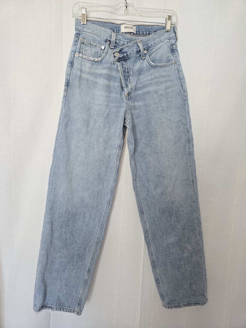 AGOLDE Criss Cross High Rise Straight Leg Jeans - Suburbia Wash EUC Size 25